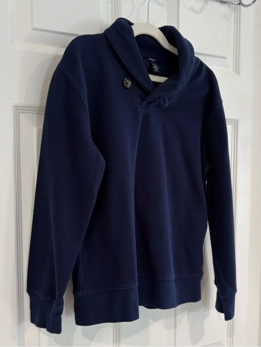 GAP Navy Blue Shawl-Collar Pullover Long Sleeve Sweatshirt Sweater Boys L 10/12